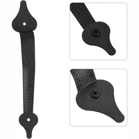 Ensemble de poignées et charnières décoratives noires pour portes métalliques, portes de garage et portes de maison, avec accents de charnière, 2 poignées et 4 charnières
