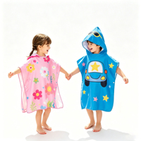 New Custom Children's Bath Towel Hooded Cloak Bathrobe Swim Beach Towel Water Absorbing Quick Drying Cartoon Hooded Beach Towel