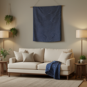 Tissu à pois Ilan 100x150cm, points bleus et blancs, décoration intérieure - Product Image 3