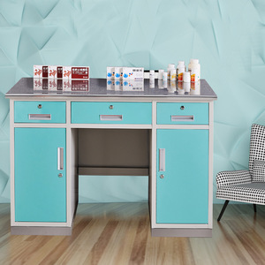 Table de travail en acier Xinlongfei 1,2 m avec tiroirs bleus et blancs, armoire de pharmacie pour clinique - Product Image 4