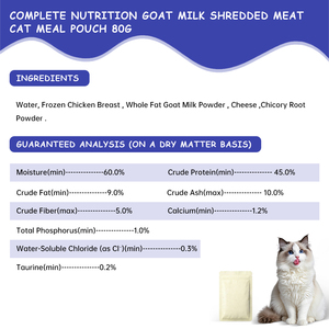 Comida para Gatos en Bolsa de 80g, Nutrición Completa Premium OEM, Leche de Cabra y Carne Desmenuzada, Venta de Fábrica, Alimento para Mascotas - Product Image 6
