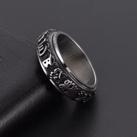 Bague Pixiu rétro tendance en acier inoxydable avec mantra rotatif à six caractères, bijou personnalisé anti-stress pour homme