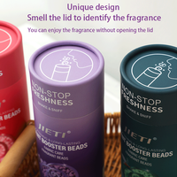 Emballage en papier cylindrique de luxe 220g, perles parfumées, parfum longue durée, 5 options de parfum, adoucissant pour tissus, certification REACH