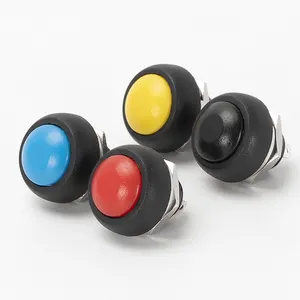 PBS-33B Momentary Round White Plastic Switch 2 Pin OFF-Momentary ON Push Button Switch 12MM with Various Colors