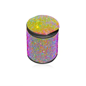 Factory Wholesale New Bling Car Ashtray with LED Light Multi-function Cigarette Ash Storage Box Trash Can in Car Home Office
