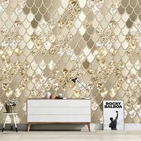 Luxuriöse Goldglitter-Skala Geometrische Art Deco Textur Wandbild Tapete für TV-Hintergrund Heimdekoration Maßgefertigte Dekoration
