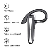 Headset Bluetooth nirkabel, Headset gantung gaya telinga siaga panjang baterai hidup bisnis mengemudi tampilan Digital tahan air pengurang kebisingan
