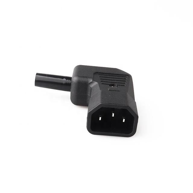 LZ-14-T1R 10A 250V Right Angle IEC 320 C14 Male Plug to C13 Female Socket AC Power Cord Connector