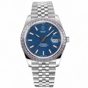 Montre-bracelet mécanique pour homme en gros, mouvement 3235, calendrier, montres automatiques avec lunette sertie de diamants - Product Image 5