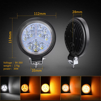 Accessoires de voiture 4 pouces 36W Large View Round Dual Color Flashing LED Work Light 12V pour Offroad Luz De Trabajo Led 4 pouces 36w