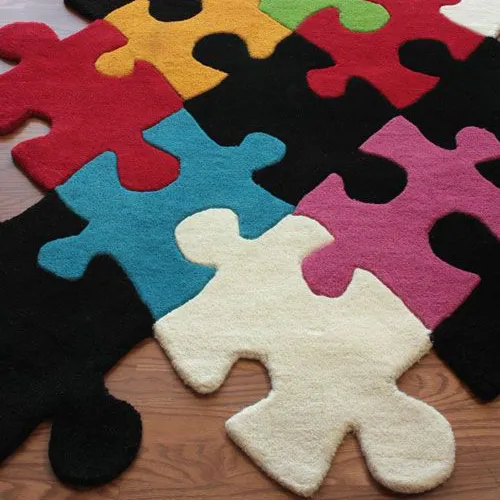custom tufted logo rug 3D customized shape carpet rug custom hand tufted carpet area rugs-puzzle