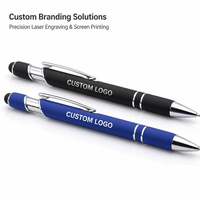 Stylos à bille métalliques rétractables 2-en-1 de luxe avec logo personnalisé, pointe tactile pour cadeaux d'entreprise