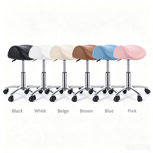 Taburete de sillín de alta resistencia sin respaldo, ergonómico, giratorio, con ruedas, para masajes, tatuajes y salones de belleza - Product Image 4