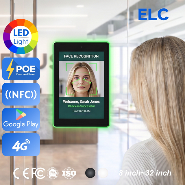 10.1" RK3568 Android 11 Face Recognition Attendance System Terminal with RGB LED Bar, SDK for Software System Integrators