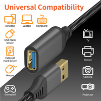 Câble d'extension USB 3.0 actif 10 m mâle-femelle avec répéteur et gaine en nylon pour ordinateur, Xbox, PS4, imprimante