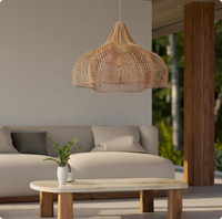 Lampe de plafond en osier naturel de style bohème, luminaire suspendu en rotin tissé à la main pour salle à manger