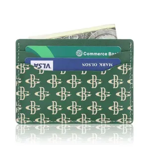 Customized Pattern Logo Pu Leather Credit Name Business Card holder Wallet Premium RFID Blocking