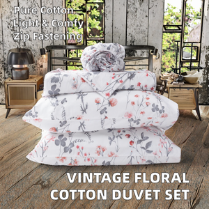 Parure de lit 10 pièces style vintage à motifs floraux, douce et légère, motif jardin printanier, avec fermeture éclair, pour la maison, les mariages et l'hôtellerie - Product Image 3