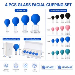 Set di Coppettazione Facciale in Vetro Jinke, 4 Misure, Coppette Sottovuoto Gua Sha, Lifting Viso, Cura della Pelle, Terapia Cinese, Massaggio Riutilizzabile, Vendita all'Ingrosso - Product Image 4