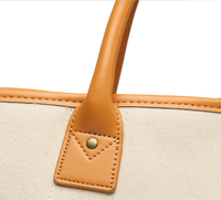Sac fourre-tout en toile de qualité supérieure pour femmes avec poignée en cuir grainé italien riche