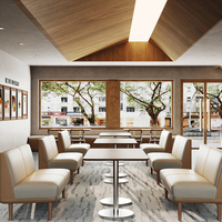 HUALIN Style moderne Hôtel Café Thème Restaurant Bar Restaurant Table à manger en bois massif Chaise Canapé Combinaison
