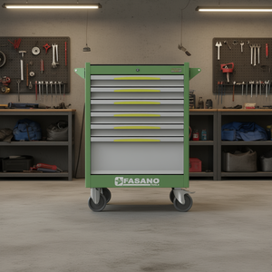 Armoire à outils roulante Fasano Tools à 6 tiroirs, en acier vert, chariot de rangement pour réparation automobile - Product Image 3