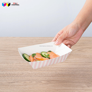Biodégradable à emporter à emporter aller à 100% boîte d'emballage de plateau en forme de bateau de macaroni en papier de qualité alimentaire - Product Image 2