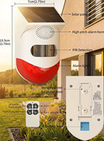Alarme de sécurité sans fil à énergie solaire 120 dB avec détecteur de mouvement PIR, lumière d'alerte extérieure en ABS, série YAWE CT80, télécommande