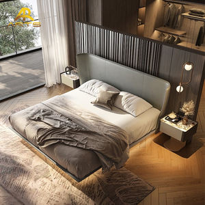 Cama <span class=keywords><strong>de</strong></span> lujo moderna <span class=keywords><strong>de</strong></span> alta calidad a <span class=keywords><strong>precio</strong></span> <span class=keywords><strong>de</strong></span> fábrica, dormitorio principal, cama <span class=keywords><strong>de</strong></span> cuero suspendida tapizada doble flotante minimalista - Product Image 3