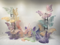 J-020 Papillon géant en organza fait main pour la décoration d'événements et de mariages, idéal pour les scènes de mariage et les décorations de fenêtres – Papillon artificiel très populaire