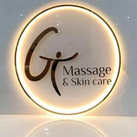 Enseignes murales rondes personnalisées en acrylique rétroéclairées par LED pour entreprises, bureaux, magasins, salons de manucure, coiffure et studios