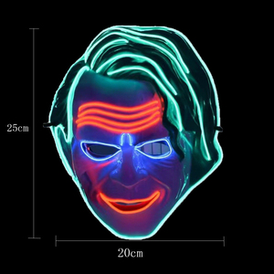 Máscara de Payaso con <span class=keywords><strong>Pelo</strong></span> Verde, Máscara de Halloween con Luz Fría Iluminada para Hombres y Mujeres, Fiesta de Disfraces, Baile de Fantasmas - Product Image 2