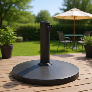 Base de parasol de patio 22 lb en polyrésine noire avec incrustations décoratives pour mobilier d'extérieur - Product Image 2