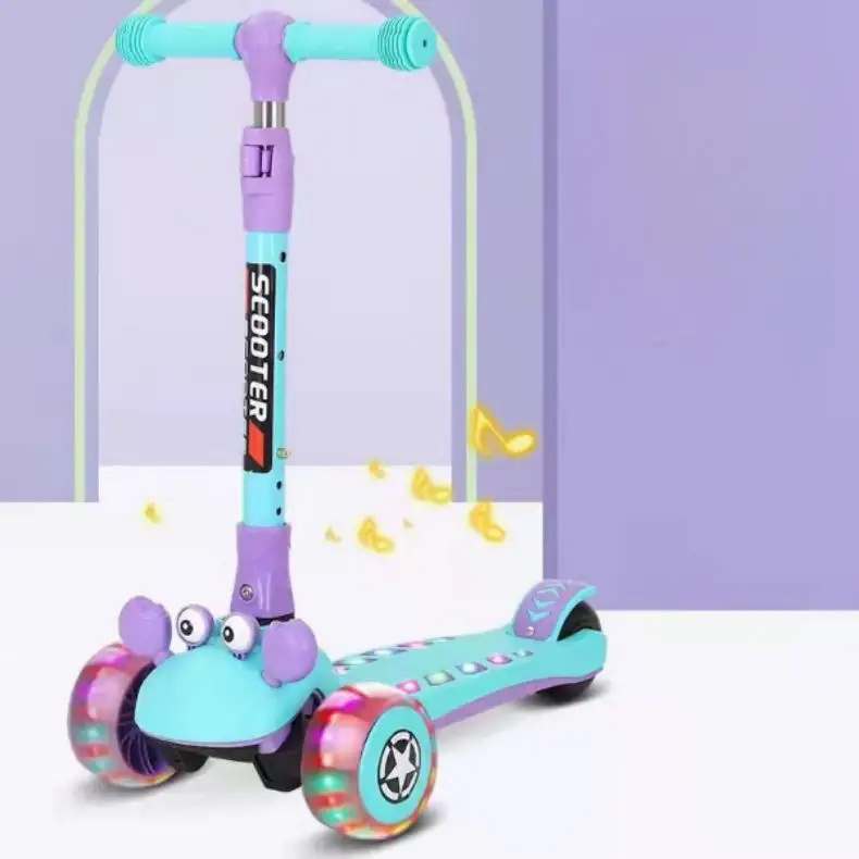 Patinete plegable de aluminio con 3 ruedas y tubo frontal, para bebés y niños pequeños