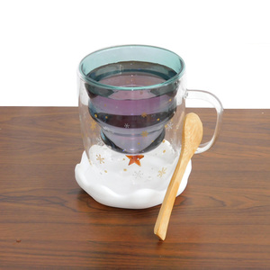 Vaso de Vidrio Creativo de Doble Pared con Tapa para el Festival de Año Nuevo, Vaso para Agua, Té con Leche, Diseño de Árbol de Navidad - Product Image 4