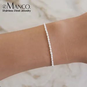 Pulsera de Perlas de Imitación EManco <span class=keywords><strong>Fashion</strong></span>, Perla Ovalada, Acero Inoxidable, Regalos Clásicos para Mujer, Directo de Fábrica - Product Image 1