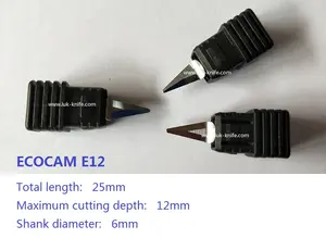 Ecocam e12 lâmina com borda dupla, lâmina de corte digital redonda 6mm com lâminas oscil