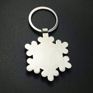 Porte-clés de Noël en bois de hêtre, motif flocon de neige, décoration transfrontalière, porte-clés promotionnel en métal et bois en forme de flocon de neige - Product Image 4