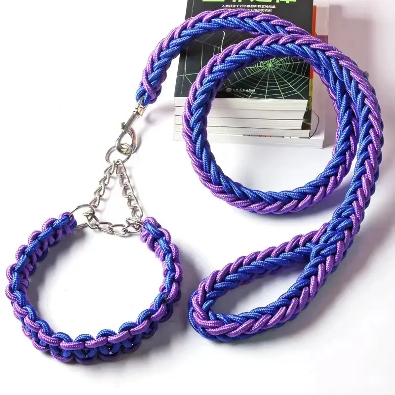 new products 2022 unique dog collar training pet collars braided dog rope lead leash