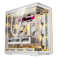 Boîtier d'ordinateur de jeu de bureau Aigo Xingcan Chen StellarSpark ATX Mid-Tower avec écran FHD 9,16 pouces en verre incurvé, prend en charge BTF MB