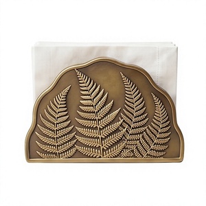 Porte-serviettes en métal motif feuille de fougère botanique, design texturé moulé, pour cuisine et salle à manger, vente en gros - Product Image 1