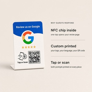 Support de table en acrylique pour carte de commentaires <span class=keywords><strong>Google</strong></span> NFC, panneau QR Code pour restaurant, café, bar, collecte de commentaires clients, personnalisé - Product Image 2