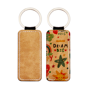 พวงกุญแจกันน้ำรูปสี่เหลี่ยมผืนผ้าสีชมพู พวงกุญแจหนัง พิมพ์ได้สองด้าน พิมพ์ลายแบบซับลิเมชั่น วัสดุ PU และโลหะผสมสังกะสี รับพิมพ์ลายตามสั่ง - Product Image 6