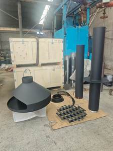 Chimenea <span class=keywords><strong>de</strong></span> Leña para Interiores <span class=keywords><strong>de</strong></span> Acero al Carbono Negro Mate con Formas Personalizadas y Chimenea - Product Image 5