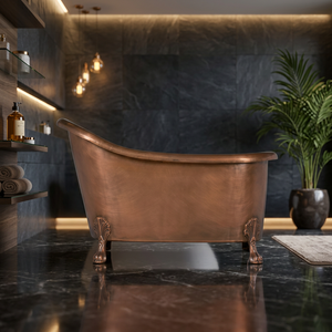 Baignoire Balnéo de Luxe en Cuivre, Modèle Simple, Autoportante, pour Salle de Bain, Bronze Huilé, pour Villas - Indian Home Crafts - Product Image 3