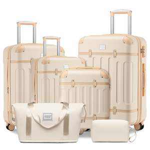 Set Koper Ringan yang Dapat Diperluas - 4 Koper Spinner (18/20/24/28) + 2 Tas Valise untuk Perjalanan Keluarga & Liburan Akhir Pekan - Product Image 1