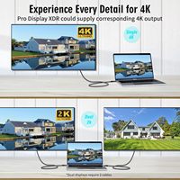 Kabel adaptor Monitor Video tipe C, 3.2 Gen 2X2 20Gbps Transfer Data kecepatan tinggi 4K/60Hz USB C 240W pengisian cepat
