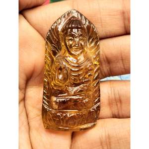 Sculpture de Bouddha en citrine, pierre précieuse - statue artisanale du Bouddha serein et méditant - cristal/reiki/chakra - 2 - Product Image 1