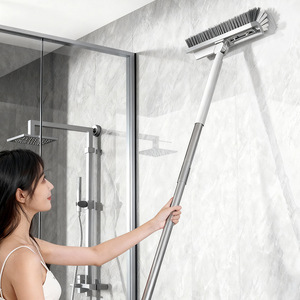 <b>Dropshipping</b> Shopify Floor Gap Brush Bathroom Tile Corner Cleaner Long Handle V Shape Rotatable Scrubber For Toilet - Product Image 4