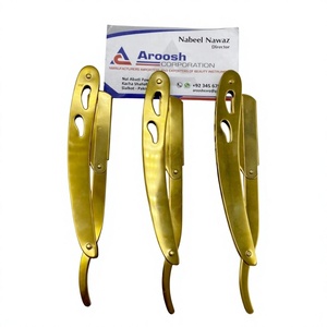 Wholesale Professional Barber Shaving <b>Razor</b> Plasma Gold <b>Straight</b> Manual Swing Lock Single Blade Stainless Steel Aroosh Corp - Product Image 1